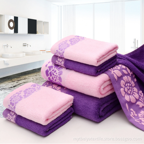 Bamboo Cotton Face Towel Sets Purple Pink Couples Towel